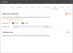 The Proxy sub tab in Postman Settings