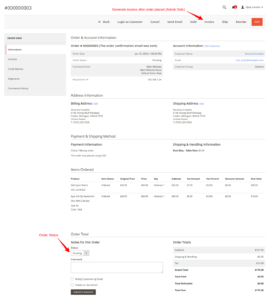 Order invoice
