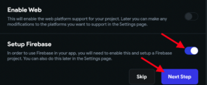 Setup Firebase button