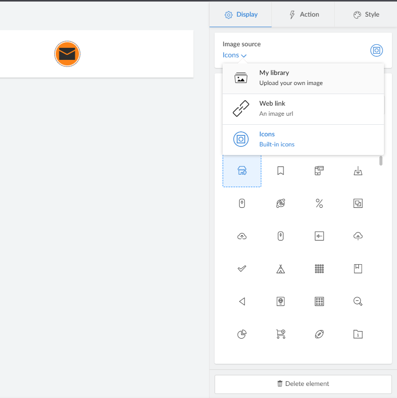 Configure the picture or icon