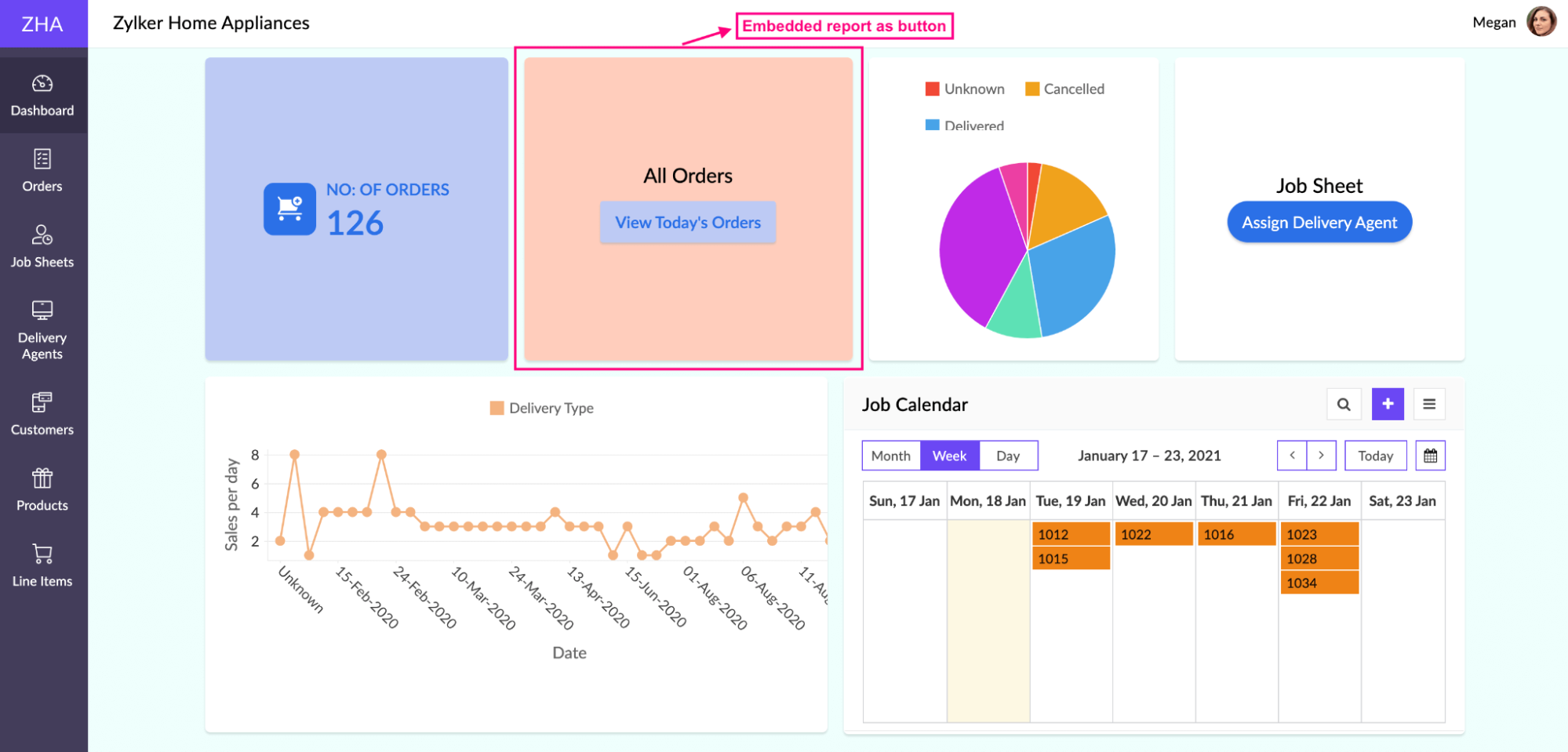 Embed Report as button