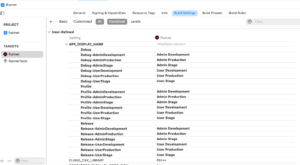 Build settings of Runner