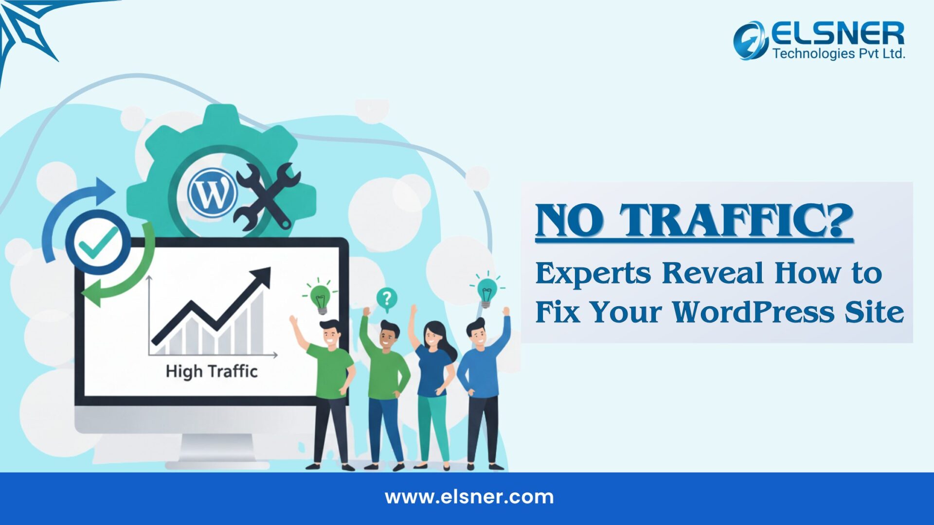 WordPress experts fixing low website traffic with SEO strategy and growth graph
