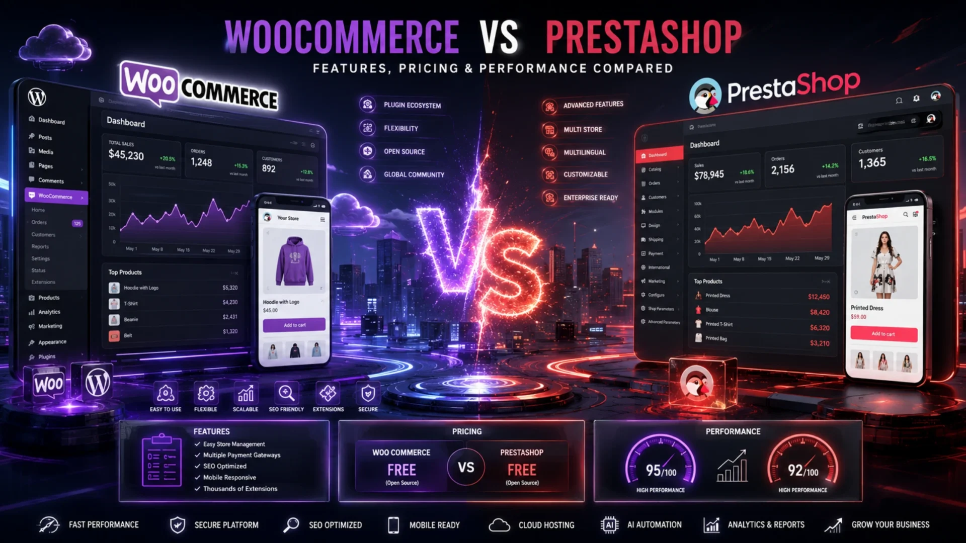 WooCommerce vs PrestaShop: Features, Pricing & Performance Compared (2026)